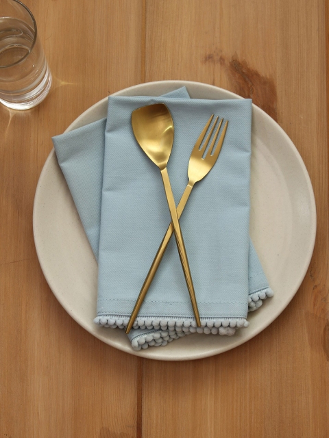 

House This Set of 2 Solid Pure Cotton Table Napkins, Blue