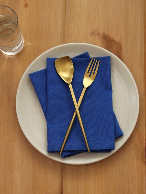 

House This Set of 2 Blue Solid Pure Cotton Table Napkins