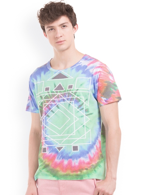 

Breakbounce Men Sea Green Printed Round Neck T-shirt