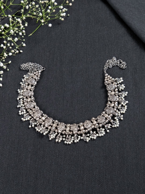 

creyons by mansi Silver-Toned Oxidised Choker Necklace