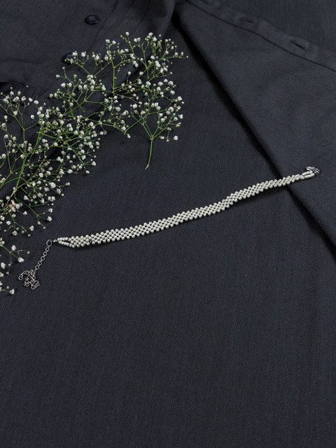 

creyons by mansi Silver-Plated Beaded Oxidised Necklace