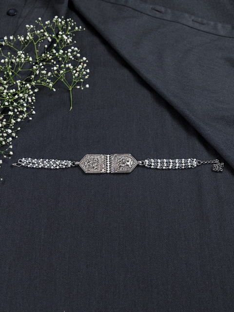 

creyons by mansi Silver-Toned Oxidised Choker Necklace