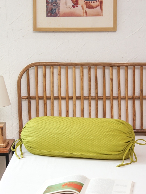 

House This Set of 2 Green Solid Self Design Bolster Covers