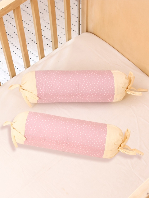 

House This Set Of 2 Purple & Beige Solid Cotton Bolster Covers