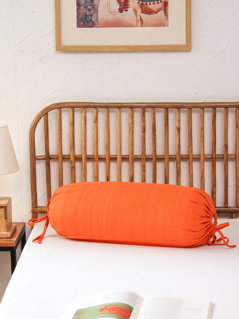 

House This Orange Solid Cotton Bolster Covers