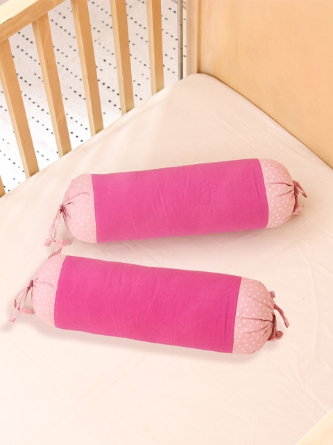 

House This Set Of 2 Pink Pure Cotton Bolster Covers