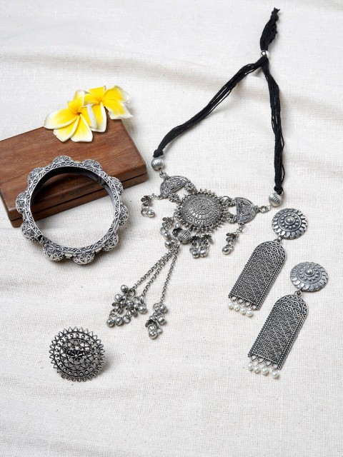 

TEEJH Oxidised Silver-Plated Jewellery Set