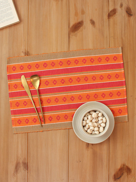 

House This Orange Set of 2 Cotton Placemats