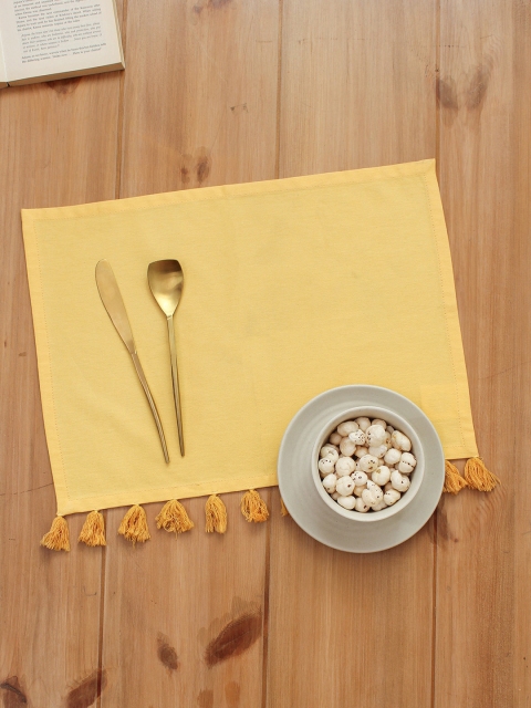 

House This Set of 2 Yellow Solid Pure Cotton Dining Table Placemats