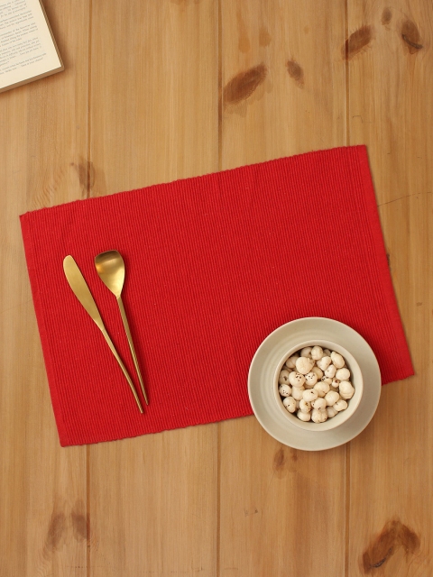 

House This Set Of 2 Red Striped Cotton Placemats