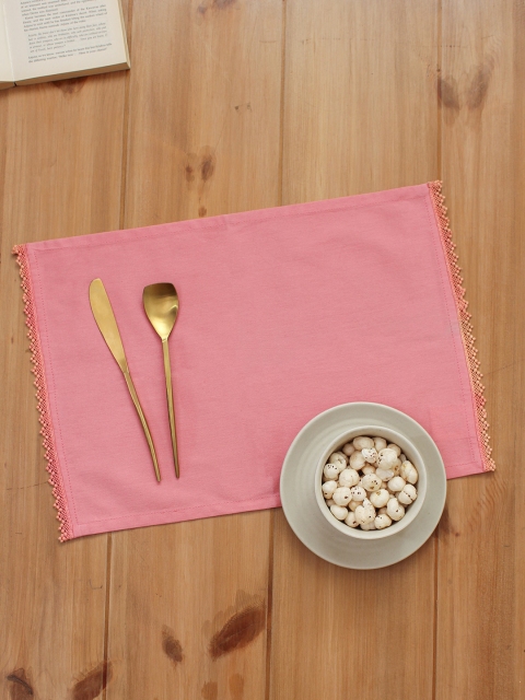 

House This Set Of 2 Pink Solid Pure Cotton Table Placemats