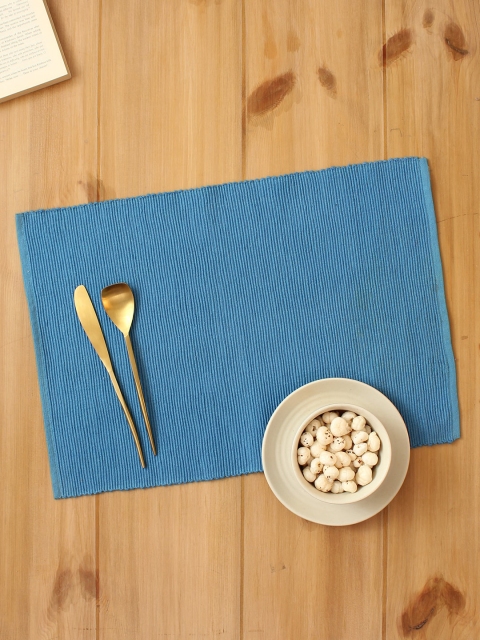 

House This Set of 2 Blue Textured Cotton Dining Table Placemats