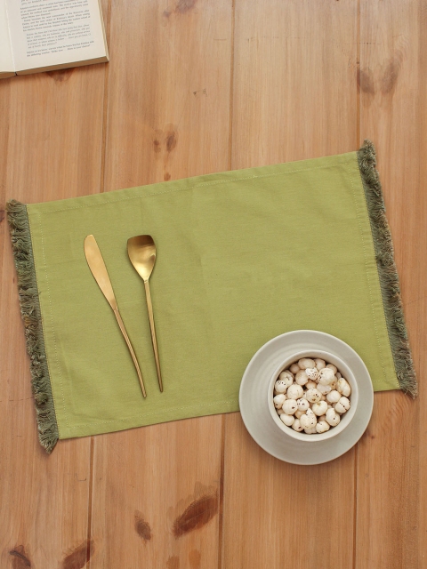 

House This Olive Green Set of 2 Cotton Placemats