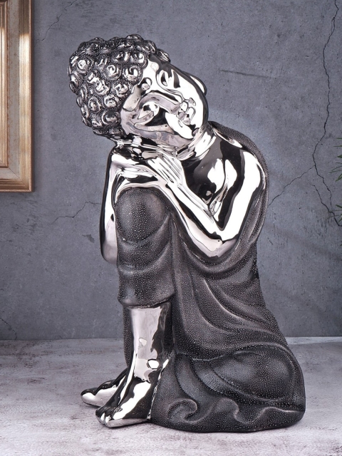 

THE WHITE INK DECOR Black Premium Feng Shui Resting Buddha Showpiece