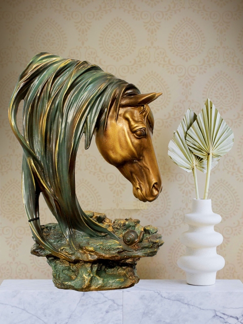 

THE WHITE INK DECOR Brown Horse Statue Showpiece