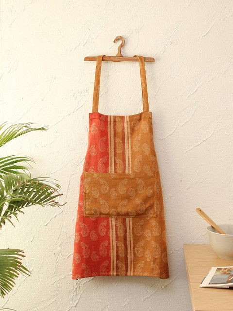 

House This Unisex Red & Orange Paisley Printed Woven Apron