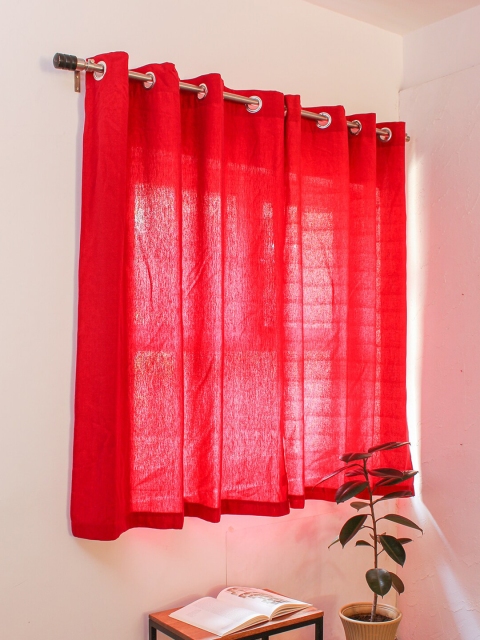 

House This Red Solid Regular Cotton Window Curtain