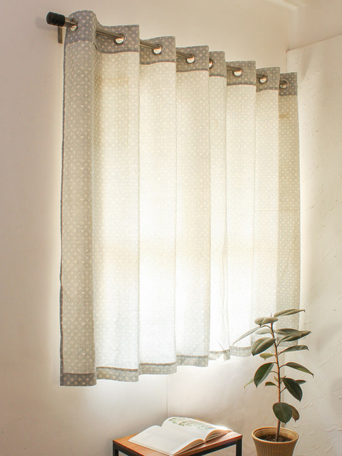 

House This Blue & Grey Geometric Window Curtain