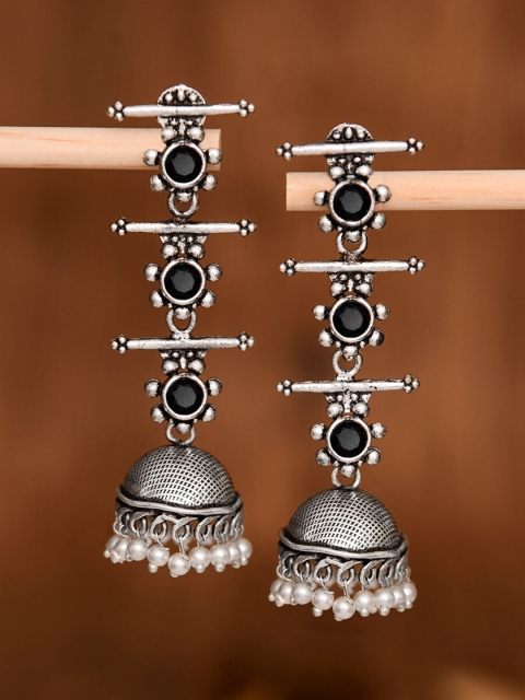 

EVERSTYLISH Silver-Toned Contemporary Jhumkas Earrings