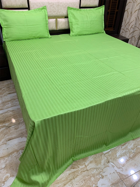 

Pure Decor Green Striped 400 TC King Bedsheet with 2 Pillow Covers