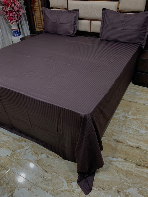 

Pure Decor Brown Striped 400 TC King Bedsheet with 2 Pillow Covers