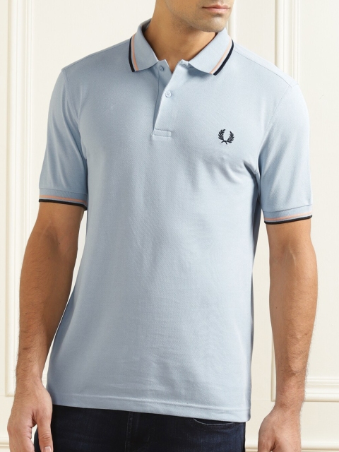 

Fred Perry Men Blue Polo Collar Pure Cotton Applique T-shirt