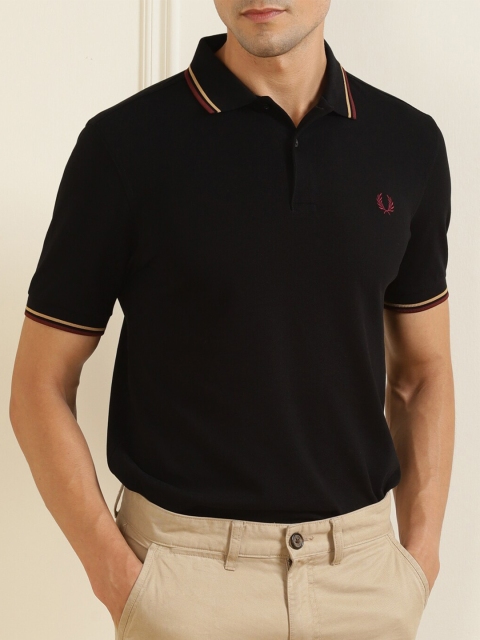 

Fred Perry Men Black Polo Collar Cotton T-shirt