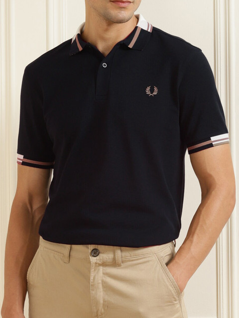 

Fred Perry Men Navy Blue Cotton Polo Collar T-shirt