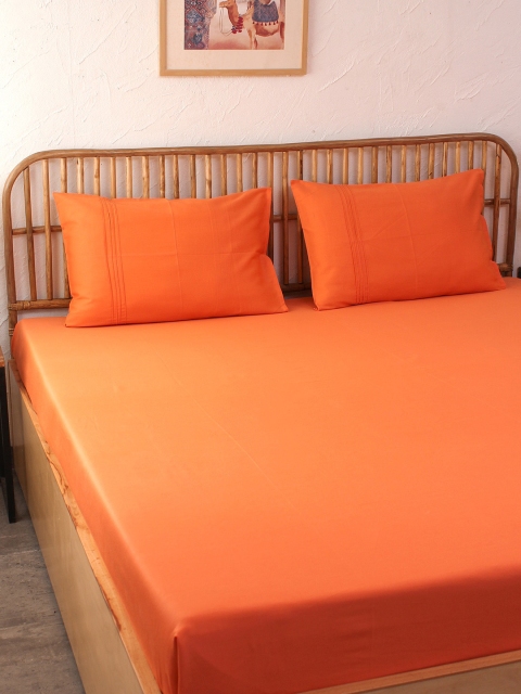 

House This Rust Orange Coloured Solid Single Superfine Bedding Set