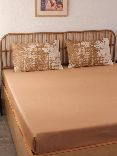 

House This Beige Self Design Double Queen Superfine Bedding Set