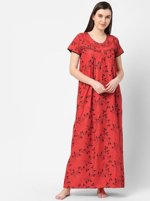 

Sweet Dreams Orange Printed Maxi Nightdress