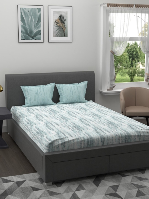 

Trident Blue & Grey 144 TC King Bedsheet with 2 Pillow Covers