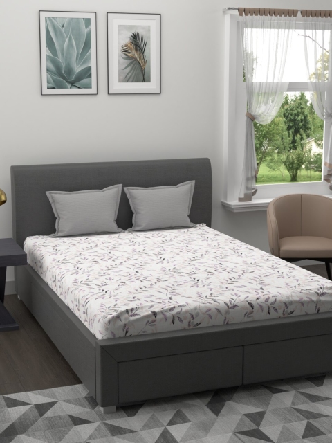 

Trident Grey & White Floral Printed 144 TC King Bedsheet With 2 Pillow Covers