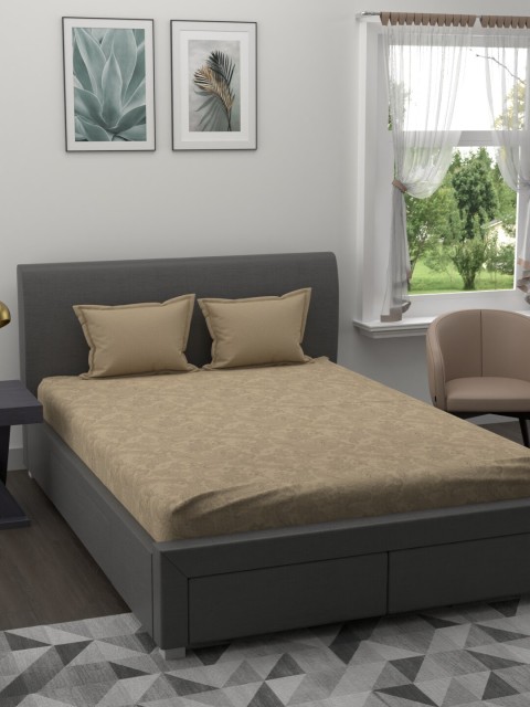

Trident Brown Floral 144 TC King Bedsheet with 2 Pillow Covers