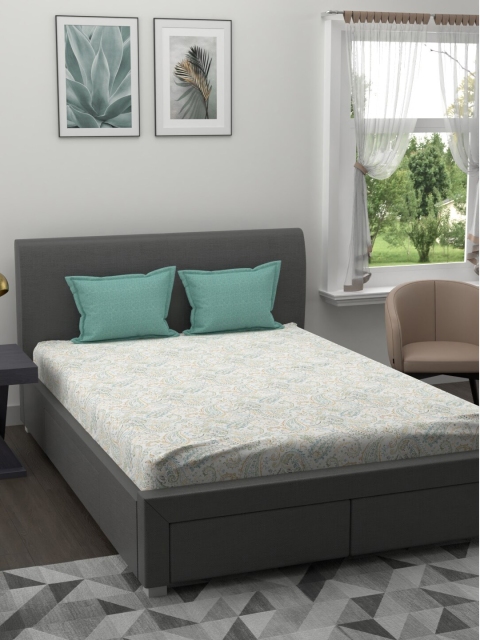 

Trident Green & Off White Ethnic Motifs 144 TC King Bedsheet with 2 Pillow Covers