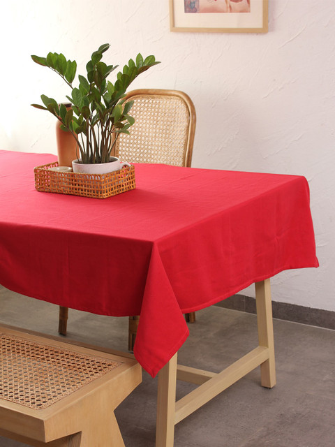 

House This Red Solid Pure Cotton 2-Seater Table Cover