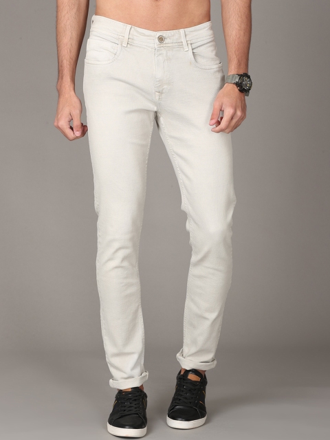 

Jean Cafe Men Beige Jean Slim Fit Low Distress Jeans