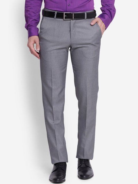 

Turtle Men Grey Textured Slim Fit Trousers