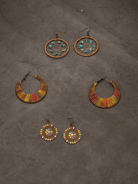 

anore Women Pack of 3 Bohemian Contemporary Snake Hoop Earrings, Multi