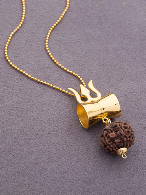 

Dare by Voylla Men Gold-Plated Pendant Studded With Rudraksha
