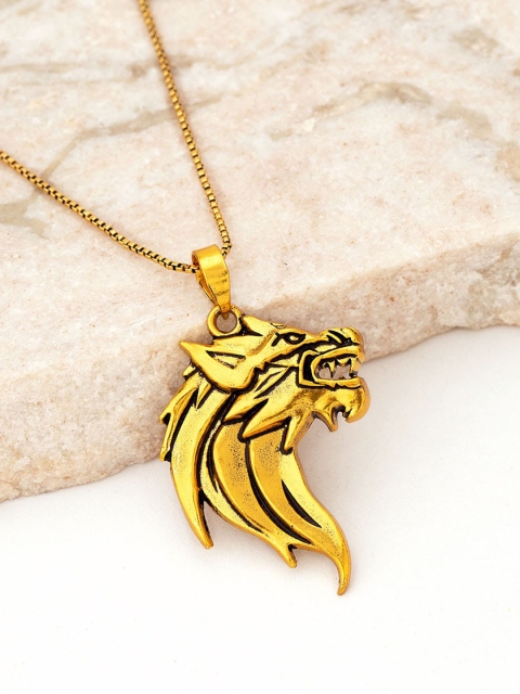 

Dare by Voylla Men Gold-Plated Enamelled Pendant With Chain