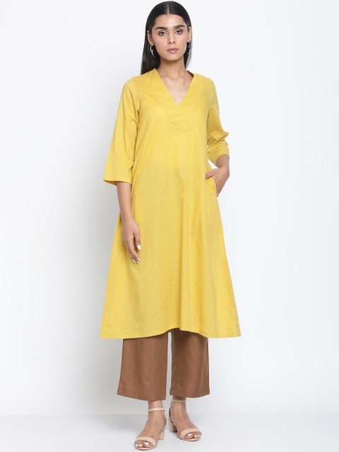 

trueBrowns Women Yellow Pure Cotton Kurta with Palazzos