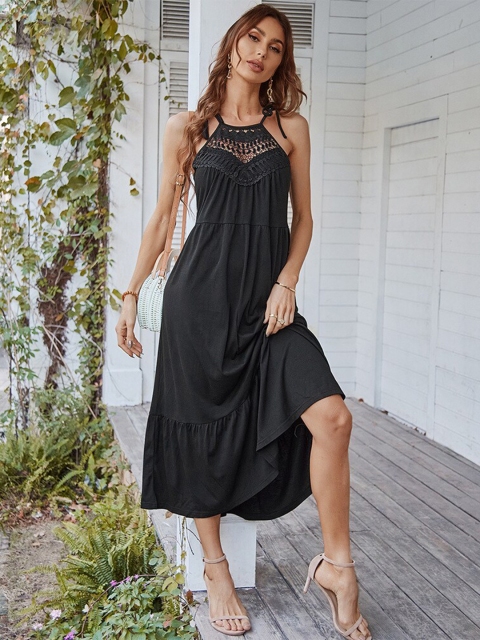 

La Aimee Black Maxi Midi Dress