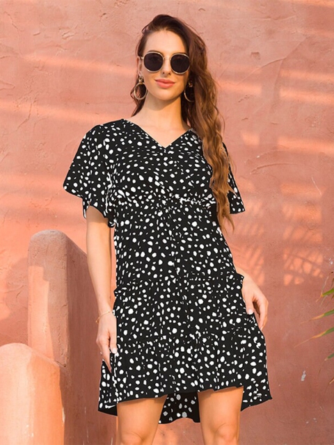 

La Aimee Black Printed Dress