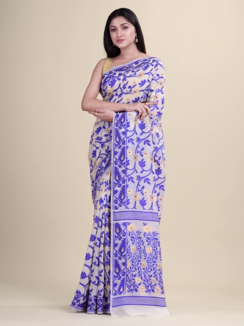 

Laa Calcutta Women Purple Woven Design Jamdani Saree