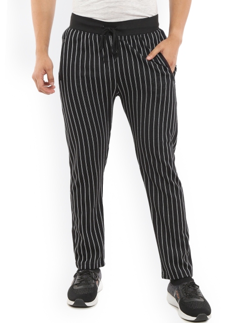 

V-Mart Men Black & White Self Design Cotton Track Pants