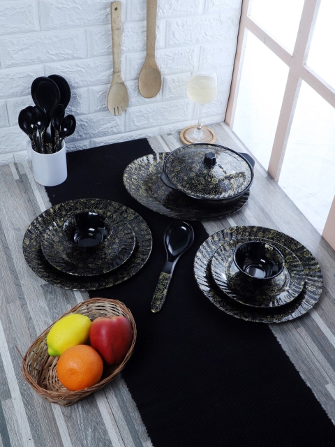 

CDI Set Of 40 Piece Black Printed Melamine Dinnerware