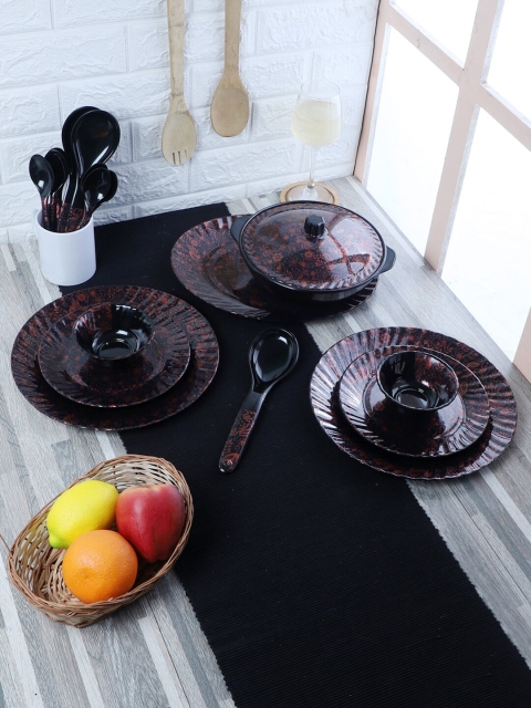 

CDI 40 Pcs Black & Red Floral Printed Melamine Glossy Dinner Set