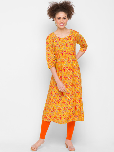 

ZOLA Women Yellow Printed Kurta