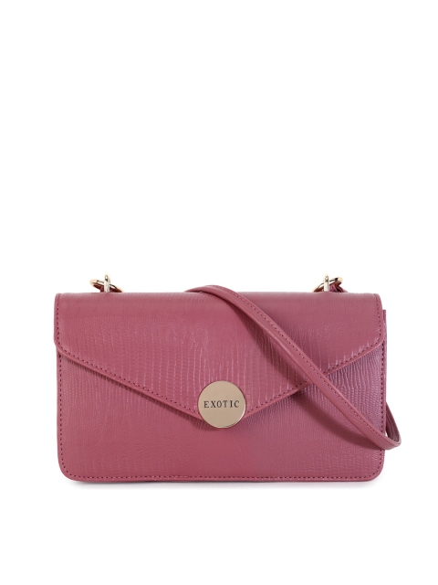 

Exotic Women Rose Pink Textured PU Structured Sling Bag with Quilted